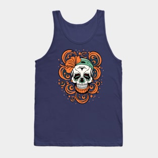 Fun Skull with Bandana and Flower Tank Top